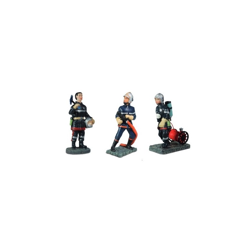 Lot de 3 statuettes Sapeur-Pompier - 12 cm