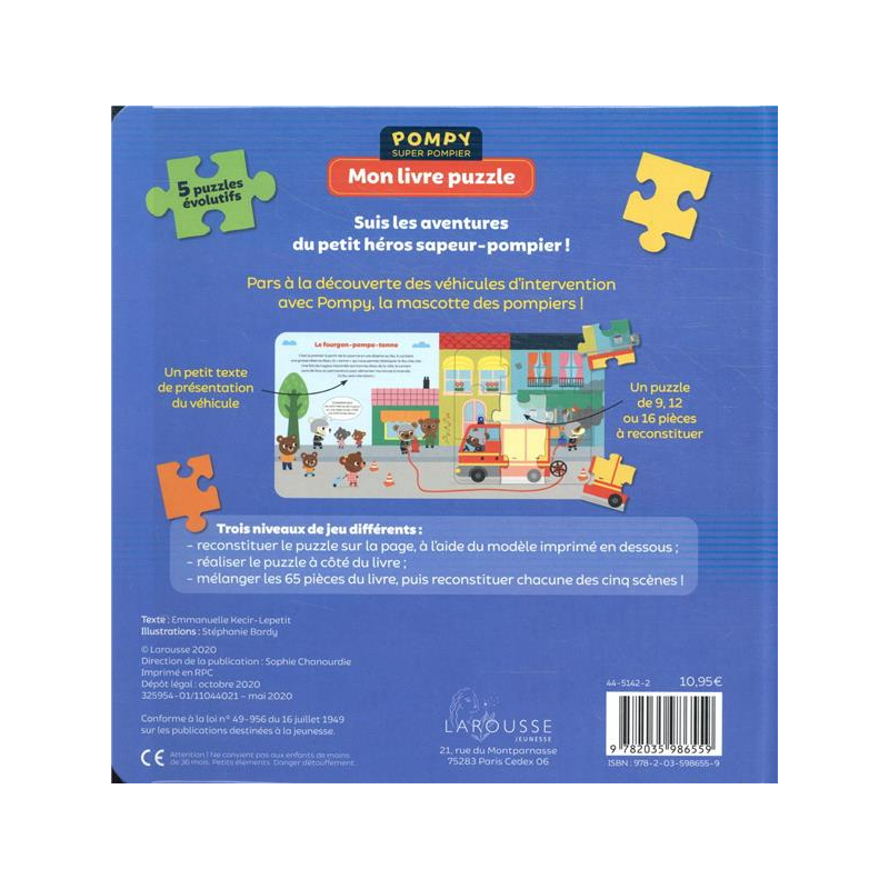 Larousse Mon Livre animé des pompiers Pompy