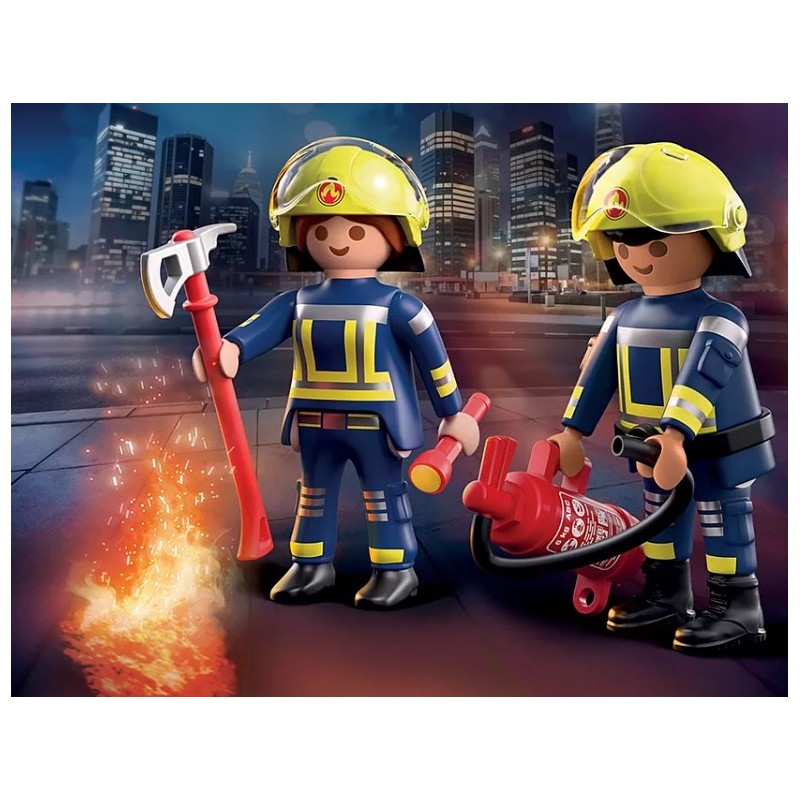 Duo pompiers avec hache et extincteur - PLAYMOBIL