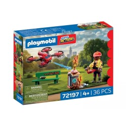 Playmobil - Drone de pompiers avec flèches d'eau