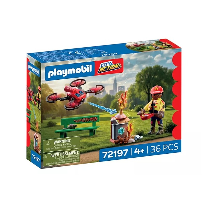 Playmobil - Drone de pompiers avec flèches d'eau