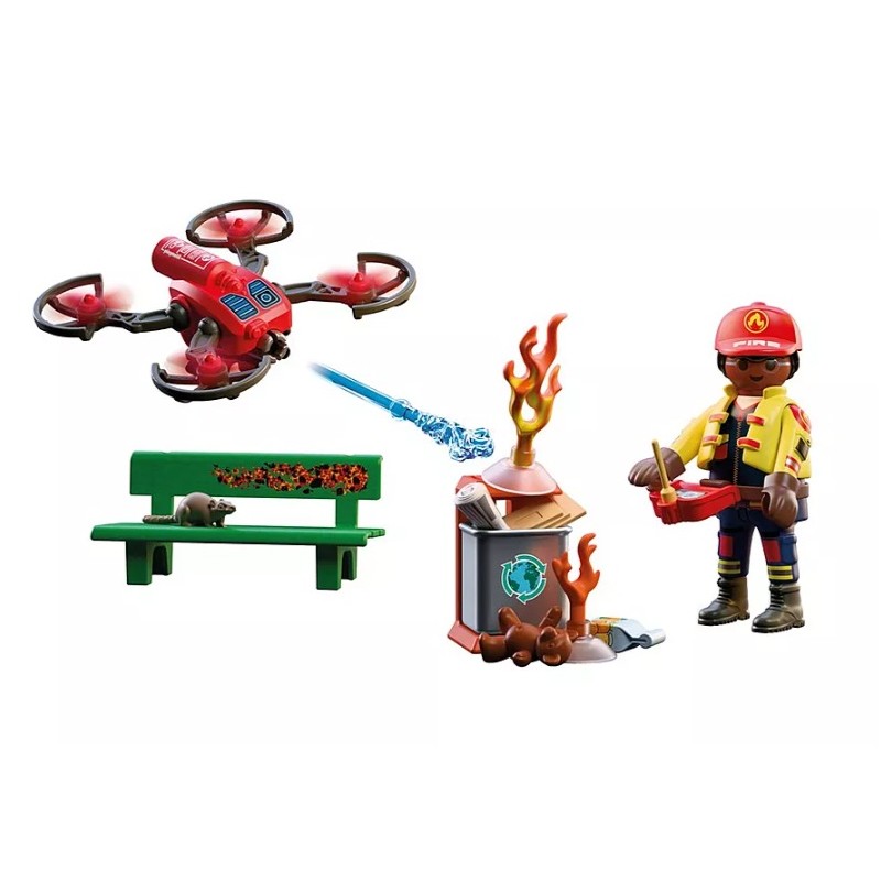 Playmobil - Drone de pompiers avec flèches d'eau
