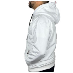Sweat-shirt blanc ruban tricolore