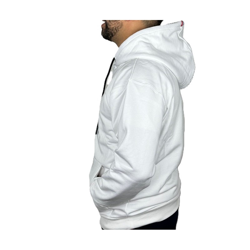 Sweat-shirt blanc ruban tricolore