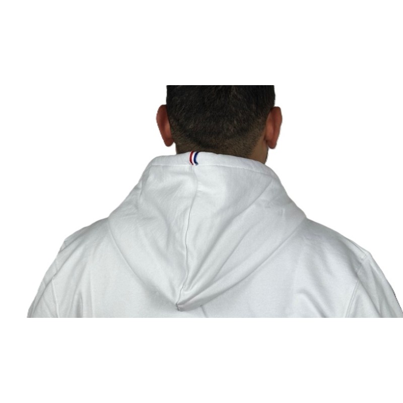Sweat-shirt blanc ruban tricolore