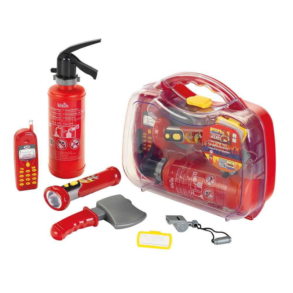 Mallette de pompier transparente avec 6 accessoires dont 1 lampe torche  avec fonction lumineuse - KLEIN - 8984